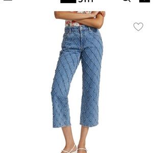 Alice + Olivia Blue Ankle Cropped embellished Jeans
